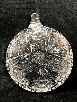 American Brilliant Period Style Vintage Cut Glass Candy Dish With Handle