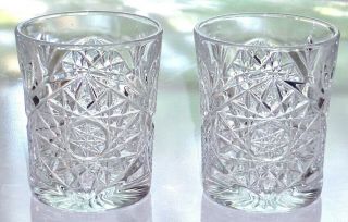 Vintage Signed Libbey Usa Set Of 2 Crystal Whisky Cocktail Heavy Thick Glasses