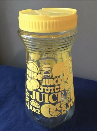 Vintage Anchor Hocking Juice Jar Carafe Lemons Yellow 64 Oz