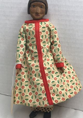 Vintage Hitty Hand Carved Wooden Doll 7 1/2”