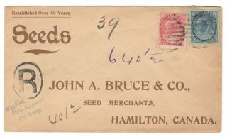 1902 John Bruce Seed Merchant 7c Registered Rpo Cover - Montreal Square Circle