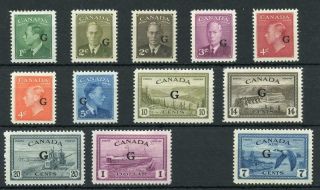 Canada 1950 - 52 Official Short Set To $1 Sgo178/90 (exc 50c) Fine Mm Cat £180