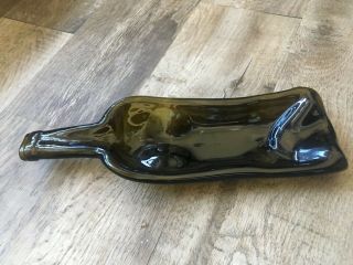 Melted Wine Bottle Appetizer Dish Or Spoon Rest.  Blue,  Green,  Brown,  Clear