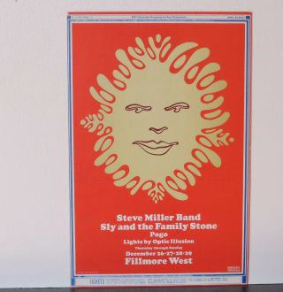 Bg 151 Steve Miller Sly And The Family Stone Fillmore Postcard Wes Wilson 1968