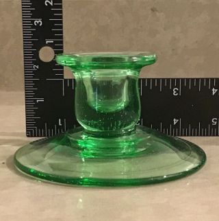 Vintage Vaseline green depression glass candle holder 2