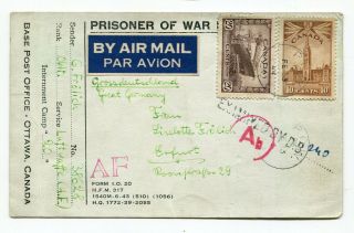 Canada / Germany 1944 Gravenhurst,  Ontario Pow Camp - German Pow Censor Postcard