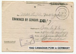 Canada / Germany 1942 Canadian Pow In Germany - Censor Cover To Ns Nova Scotia