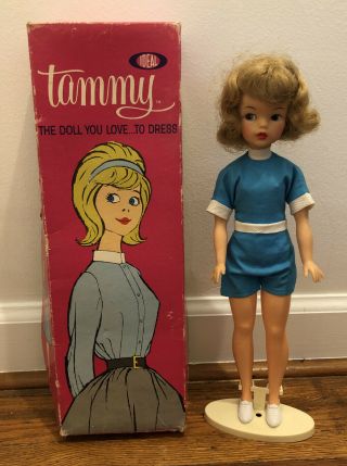 Vintage Ideal Tammy 12” Blonde Doll W/ Box Outfit & Stand 9000 - 1