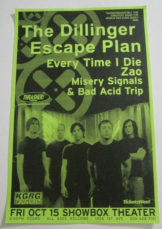 Dillinger Escape Plan 2004 Concert Show Poster Every Time I Die Zao
