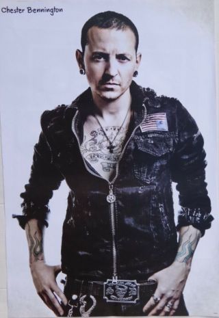 Linkin Park " Chester Bennington Wearing Jacket Showing Tattoos " Poster From Asia