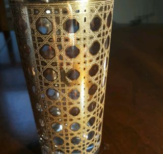VTG Culver Cannela gold cane cocktail tall tumbler glass mid century modern 2