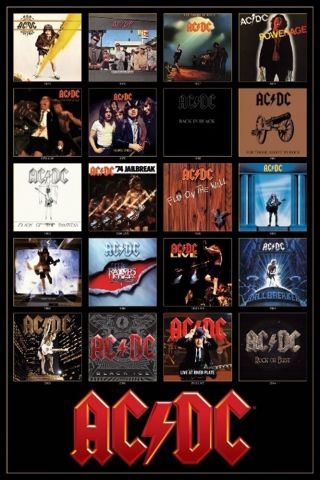 Music Rock Group Ac/dc Discography Poster 24x36