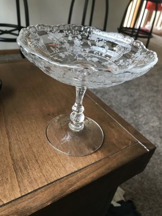 Cambridge Crystal Rose Point Compote / Candy Dish