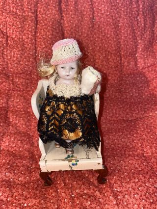 4.  5 " Antique German All Bisque Doll Kestner 620 Dollhouse Mignonette
