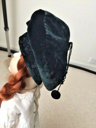 3 velvet antique doll hats for french german doll.  Handmade.  one lined Well made 3