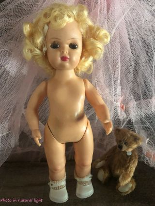 Vintage Tiny Terri Lee Doll Walker Blonde Hair Curls Girl 10” Plastic Toy 1p
