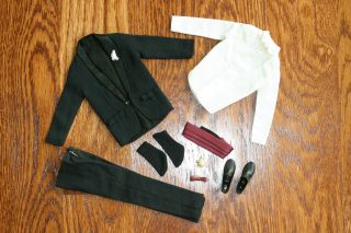 Vintage Mattel Ken Nearly Complete Tuxedo Outfit With Htf Pink Corsage 787