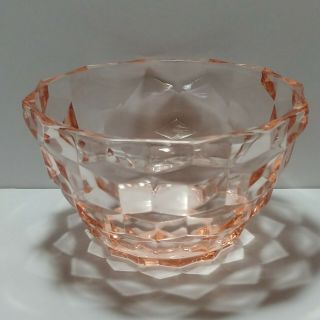 Vintage Mcm Pink Depression Glass Bowl Jeannette Cubist 4 - 1/2” W X 2.  5 " T