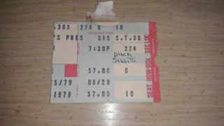1978 Black Sabbath Concert Ticket Stub