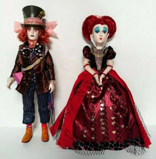 Alice In Wonderland Through The Looking Glass Red Queen & Mad Hatter Dolls