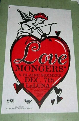 Love Mongers & Elaine Summers 1997 La Luna Portland Or Concert Poster