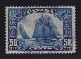 Canada Sc 158 (1929) 50c Dark Blue Schooner Bluenose Vf Violet Cds