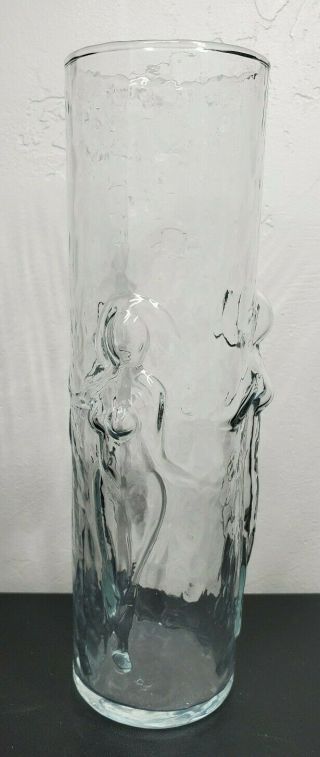 Vintage Libbey " La Femme " 3d Nude Women Tall Glass/vase