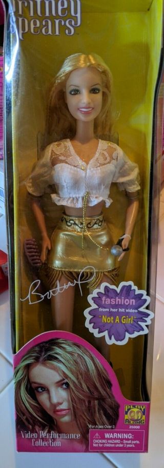 Rare Britney Spears Doll - Not A Girl White Shirt/ Gold Fringe Skirt Nrfb