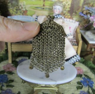 Antique Victorian Doll Purse Miniature Chain Link German Fashion Accessory Mesh