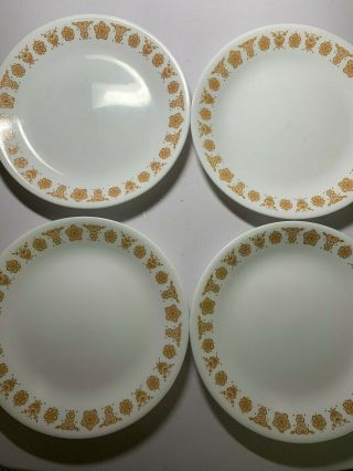 Set Of 4 Vintage Corelle Butterfly Gold Luncheon Plates