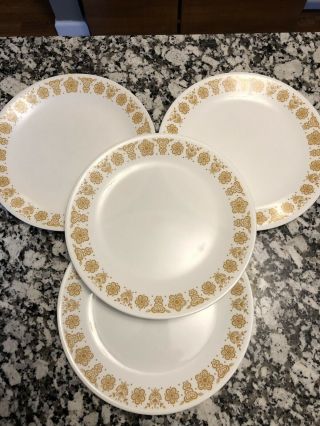 4 Corelle Butterfly Gold Dinner Plates=set Of 4 10 1/4 " Diameter=nice