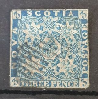 Noca Scotia 1851 - 1860 3d Deep Blue On Blue Sg 2 Cv £170