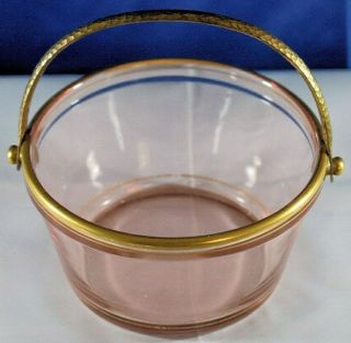 Fostoria Pink Small Pail Or Candy Bowl 5 " X 2 1/2 "
