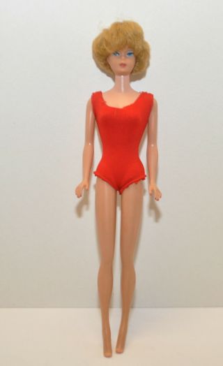 Vtg.  Mattel 1958 Barbie 1962 Midge Blonde Bubble Cut Japan Red Swimsuit