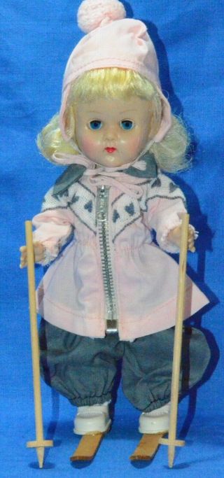 Vintage 8 " Vogue Ginny Doll In Tagged " Fun Time " Skier Outfit Slw Ml