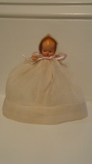 Nancy Ann Storybook 210 Hush - A - Bye Baby In Long Dress & Bonnet.  Stand.  Cute