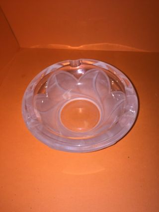 Rose Frosted Clear Glass Bowl Ashtray Vintage