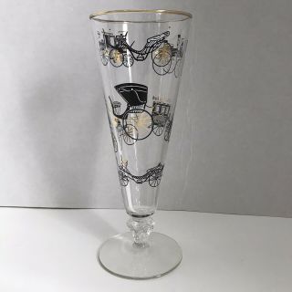 One Vintage Libby Black & Gold Horseless Carriage Antique Cars Pilsner Glass