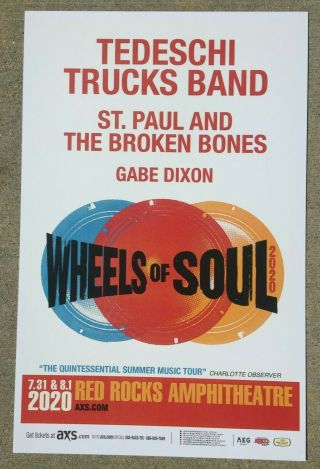 Tedeschi Trucks Band Wheels Of Soul Tour 2020 Red Rocks Promo Poster 11x17