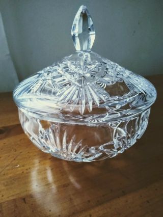 Vintage Cut Crystal Candy Dish With Lid - 5.  5 Inches