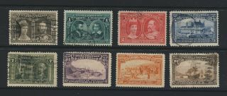 8x Canada 1908 Quebec Tercent.  Stamps 96 - 1/2c To 103 - 20c Guide Value = $700.  00