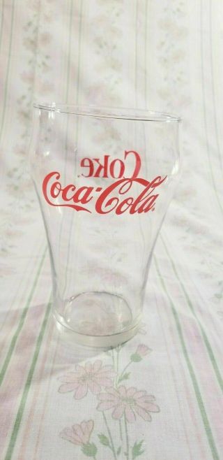 Vintage Large 32 Oz Drinking Glass Ice Tea Glass Coca Cola Red Lettering Coke