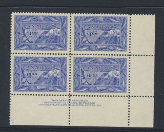 4x Canada Mnh Vf Stamps Plate Block Of 4 302 $1.  00 Fishery Guide Value= $300.  00