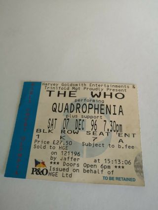 The Who Quadrophenia Concert Ticket Stub Earls Court Sat 07/12/1996