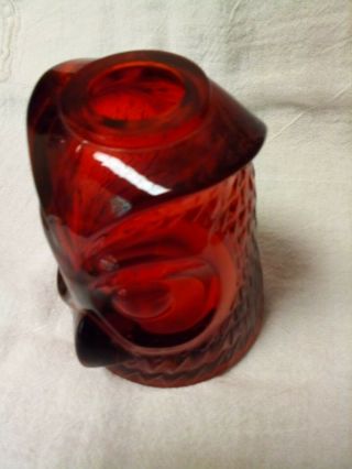 Vintage Viking Glass Owl Fairy Lamp Red Top