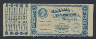 Canada 1883 Series 10 - 14 Pounds W 9x Coupons Tobacco Stamp 021164 2 5/8 " X 7 "