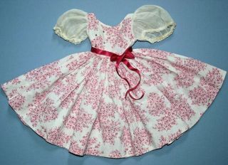 Vintage Madame Alexander Cissy Doll Dark Pink Toile Tagged Dress 1955 Tlc