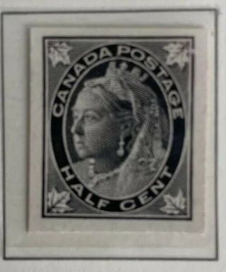 Canada 1897 Qv Leaf 1/2c Black Plate Proof 66p Cv 125$