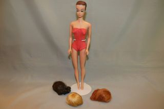 Vintage 1963 Fashion Queen Barbie Doll W/ 3 Wigs