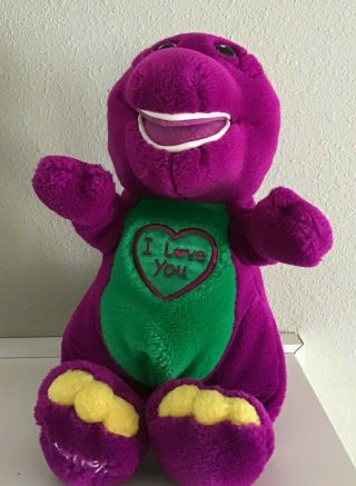 Vintage Barney The Purple Dinosaur Plush Doll I Love You 10 Inch 1990’s